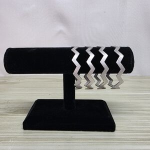 Lot of 4 Silvertone Chevron Bracelets